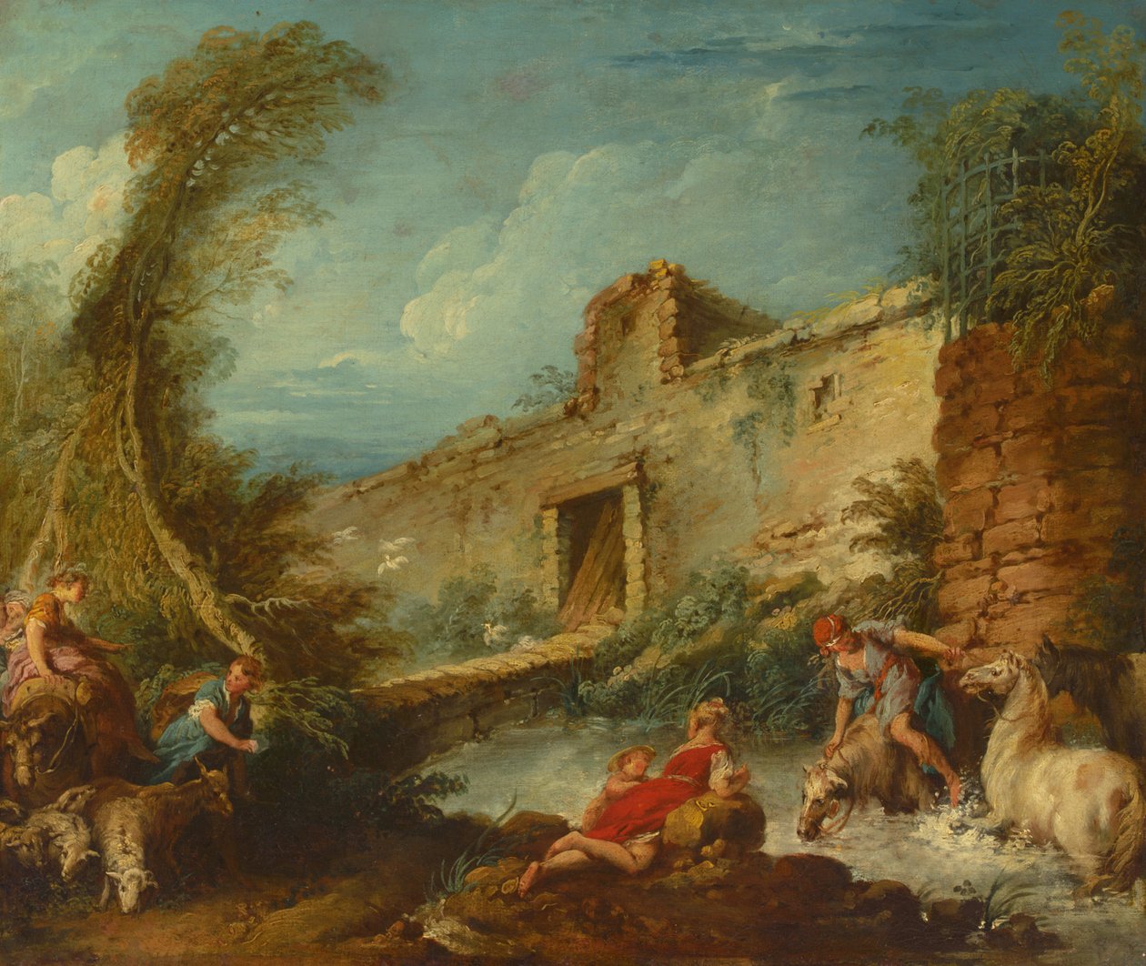 Ford Geçişi, c.1703-70 (tuval üzerine yağlıboya) by Francois (and studio) Boucher