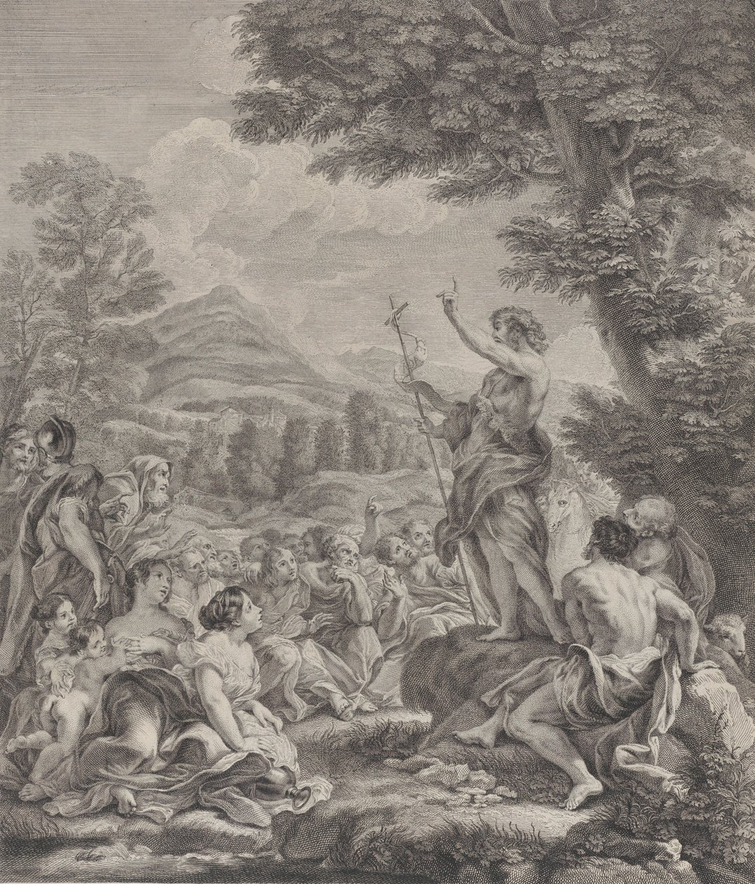 Vaftizci Yahya bir kalabalığa vaaz veriyor, M.Ö. 1729. by Francois Bernard Lepicie