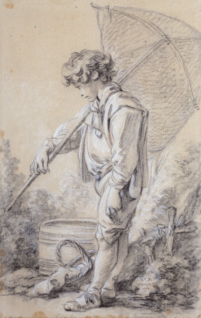 Bir ağ tutan bir çocuk by François Boucher