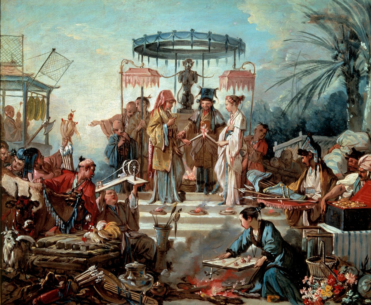 Çin imparatorunun sarayında Çin düğün sahnesi düğünü. Francois Boucher (1703-1770) 1740 Besancon, Musee des Beaux Arts tarafından tablo by François Boucher