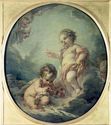 Çocukken Mesih ve Vaftizci Yahya by François Boucher