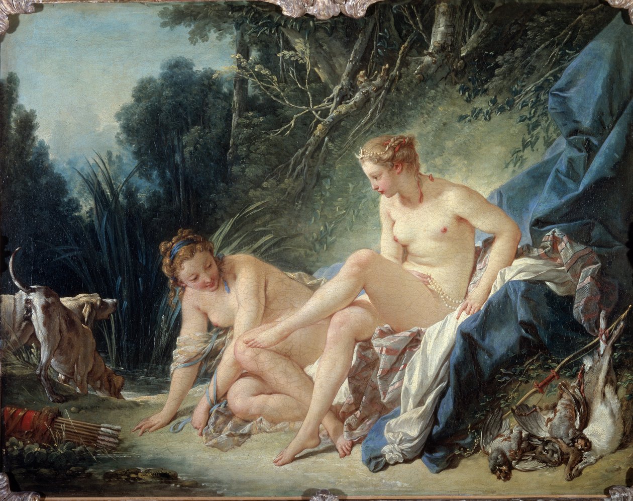 Diana banyodan çıkıyor - tuval üzerine yağlı boya by François Boucher