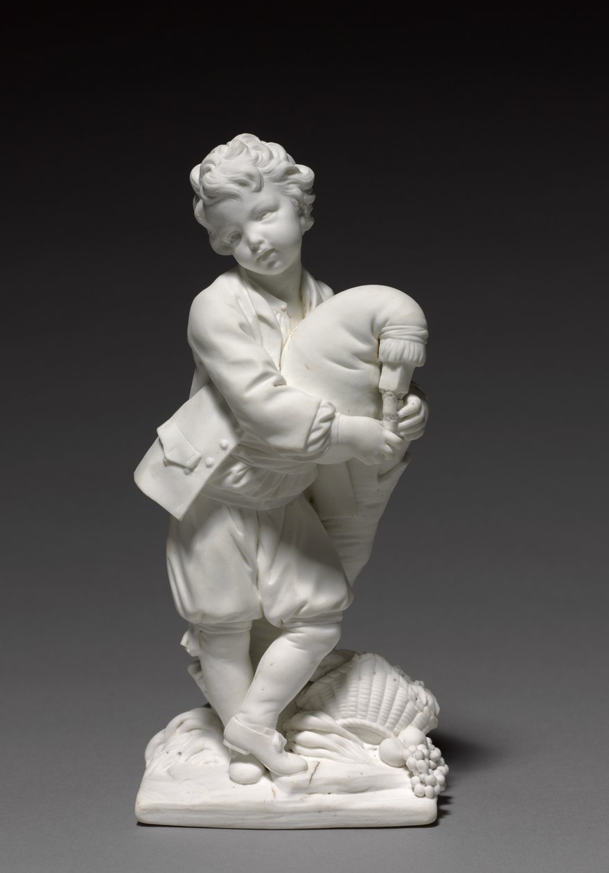Vincennes Fabrikası tarafından üretilen, Pierre Blondeau tarafından modellenen Bagpiper figürü, 1748-1752 by François Boucher