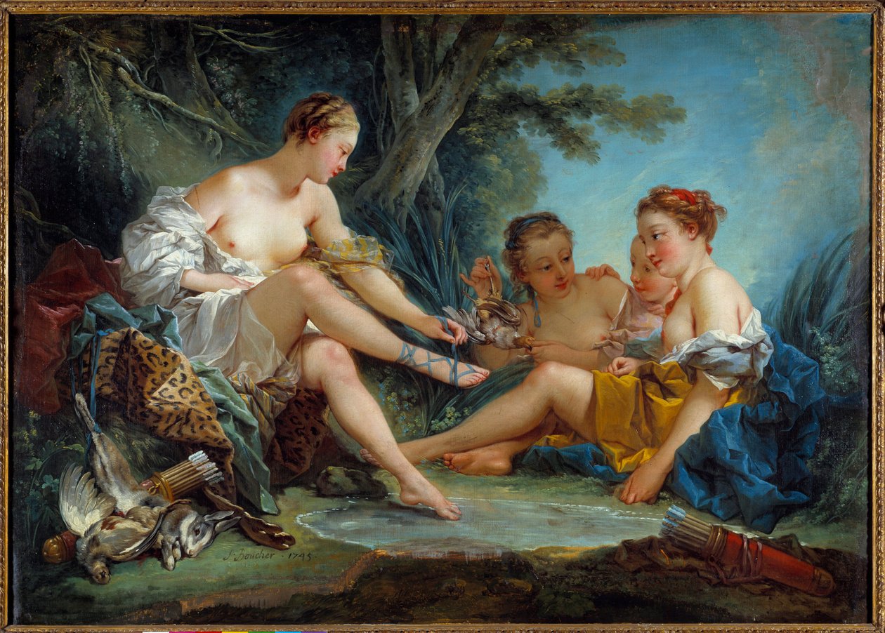 Le retour de la chasse de Diane Boyama Francois Boucher (1703-1770) 1745 Güneş. 0,94x1,31 m Paris. Musee Cognacq Jay - Diane