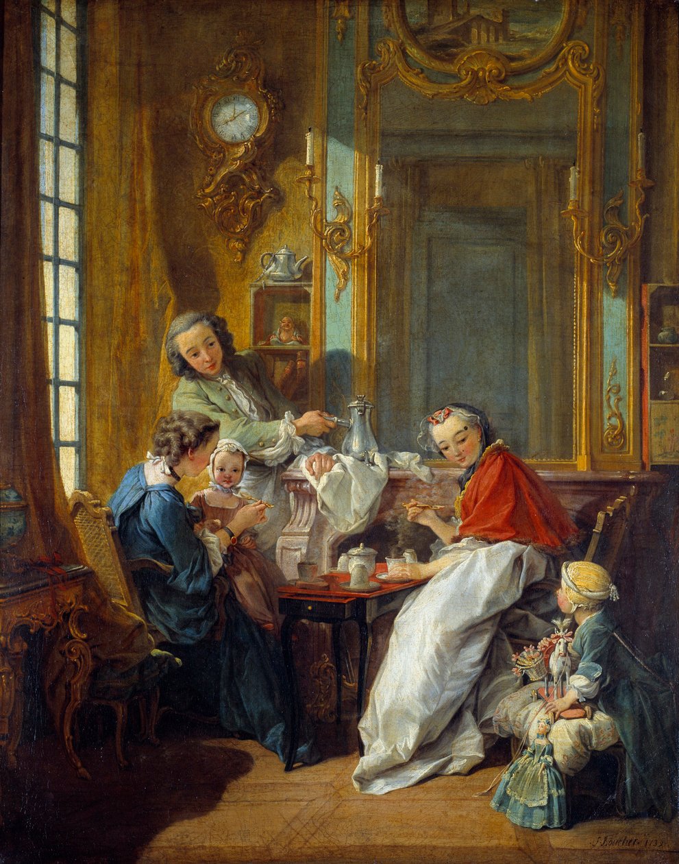 Burjuva bir iç mekanda öğle yemeği sahnesi. Francois Boucher (1703-1770) 1739 Güneş