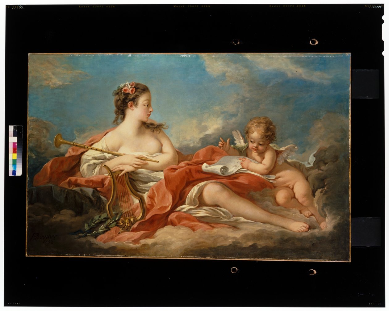 Aşk Tanrısına Lir Çalmayı Öğreten Müzik by François Boucher