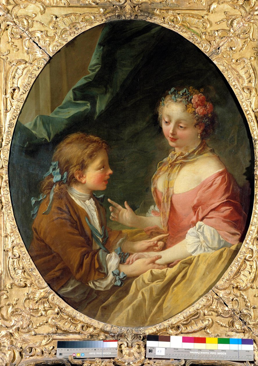 Üç şeyden birini yapar mısın? Gallant sahnesi. Francois Boucher (1703-1770) tarafından yapılan tablo. 1734 Özel koleksiyon by François Boucher