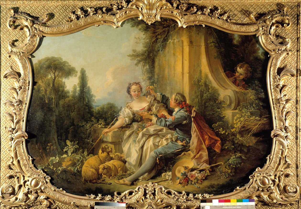 Papaz Gallant Sahne Bucolic. Francois Boucher (1703-1770) tarafından yapılan tablo. 1737-1738. Paris, Ulusal Arşivler by François Boucher