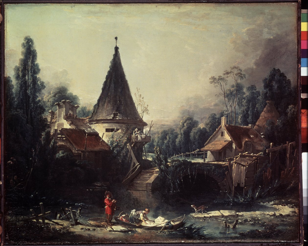 ""Beauvais Yakınında Manzara"" (Beauvais Yakınında Manzara) Francois Boucher (1703-1770) Tarafından Tablo 1740 Dim. 49x58 cm Ermitaj Müzesi, Sankt Petersburg (Saint-Petersburg) by François Boucher