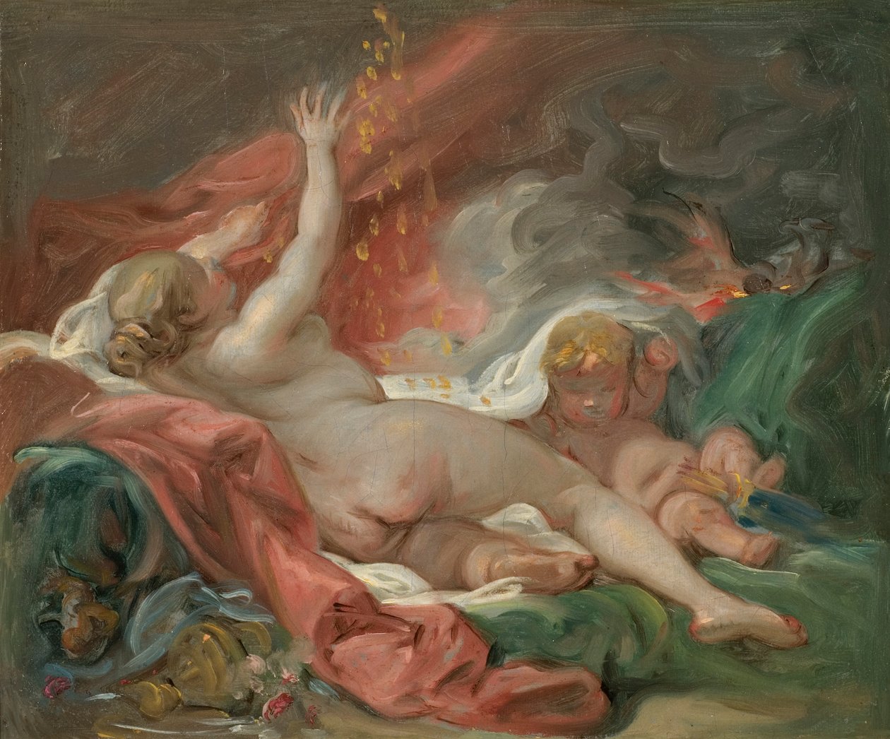Danae ve Altın Yağmuru için Çalışma, 1760 dolayları (tuval üzerine yağlı boya) by François Boucher