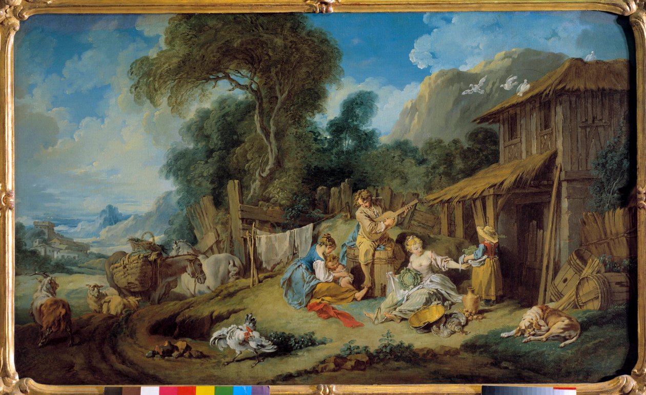 Francois Boucher (1703-1770) 1734 Özel Koleksiyon Çiftçilerin Geri Kalanı Tablosu by François Boucher