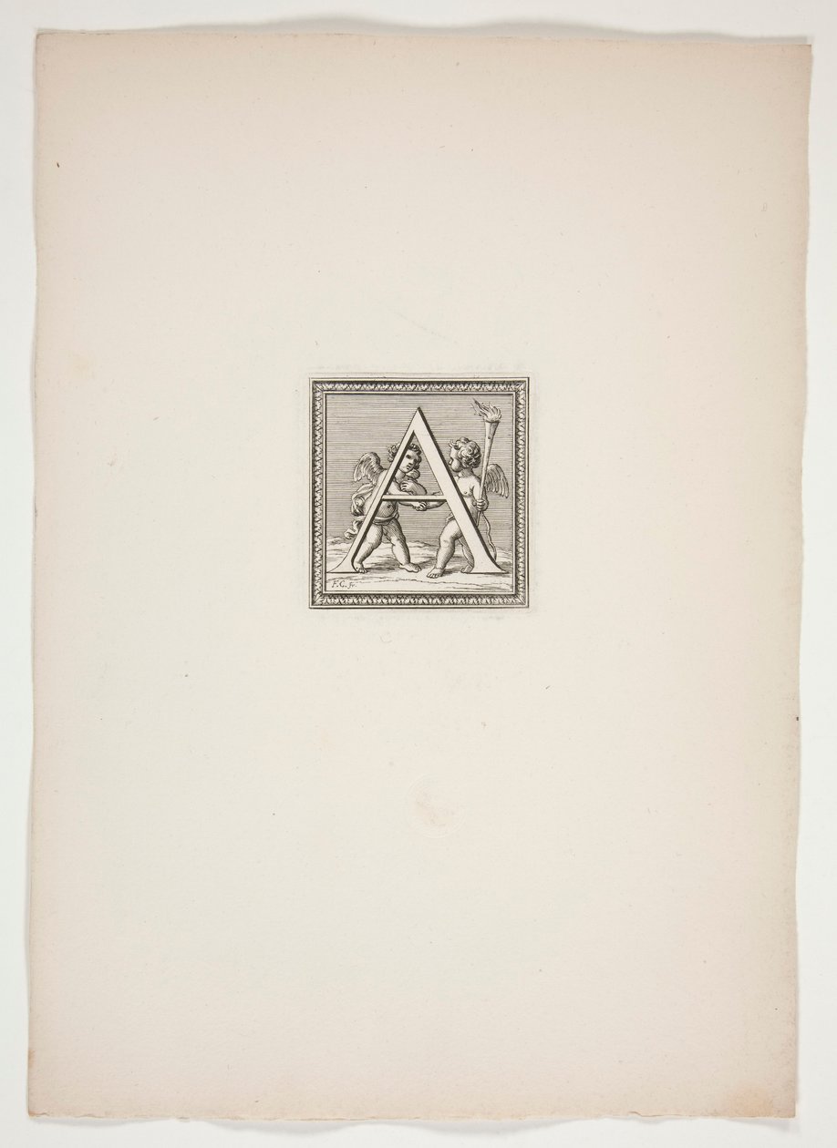 Putti ile Bir Monogram by Francois Chauveau