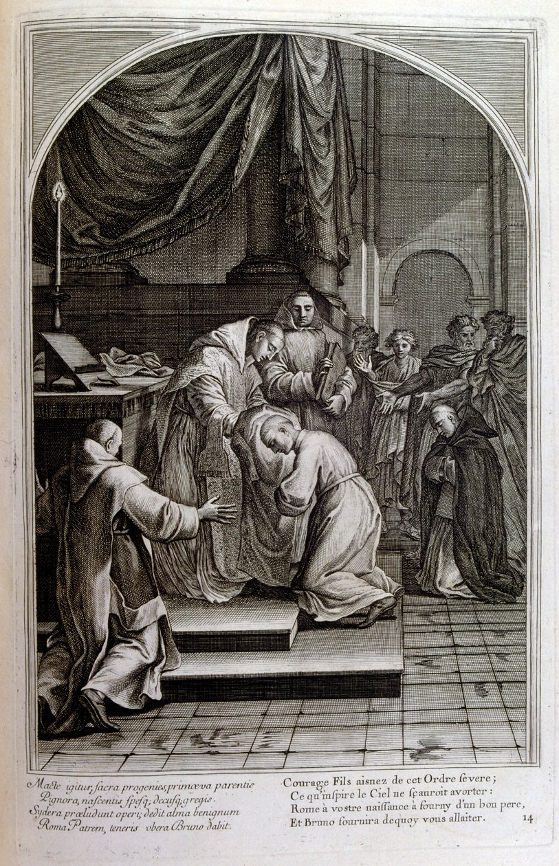Francois Chauveau 1680 tarafından gravür Chartreux düzeninin kurucusu 