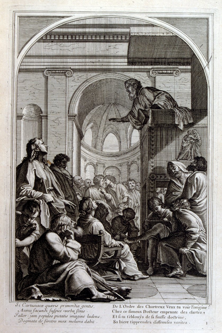 Francois Chauveau 1680 tarafından gravür Chartreux düzeninin kurucusu 
