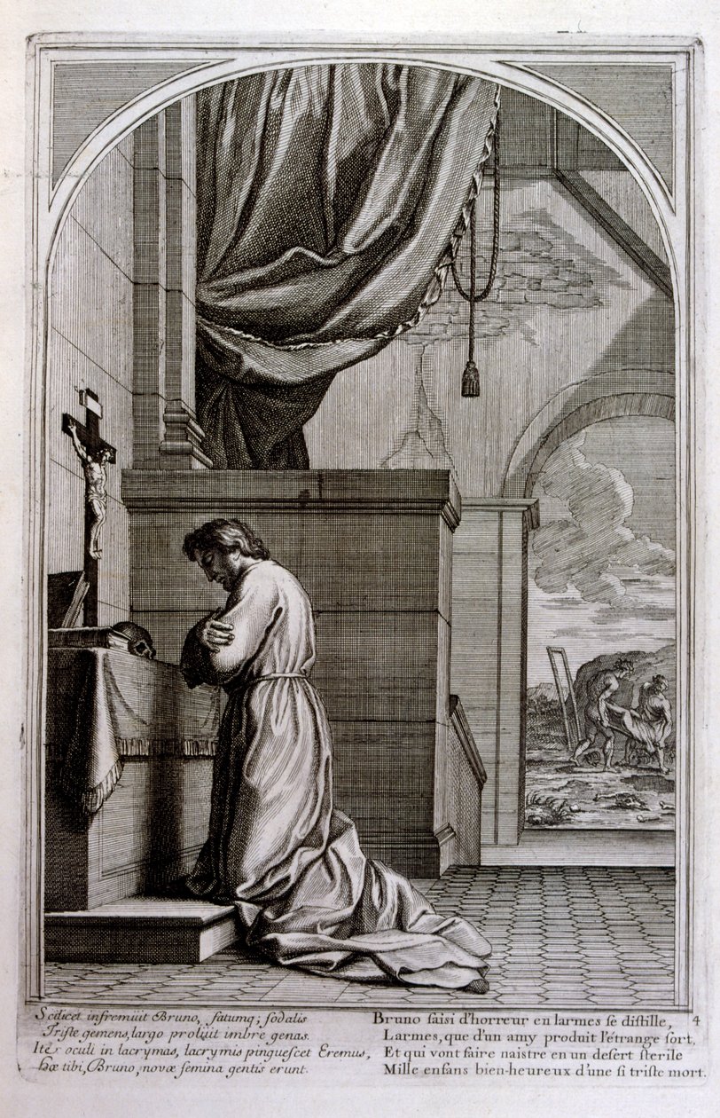 Francois Chauveau 1680 tarafından gravür Chartreux düzeninin kurucusu 