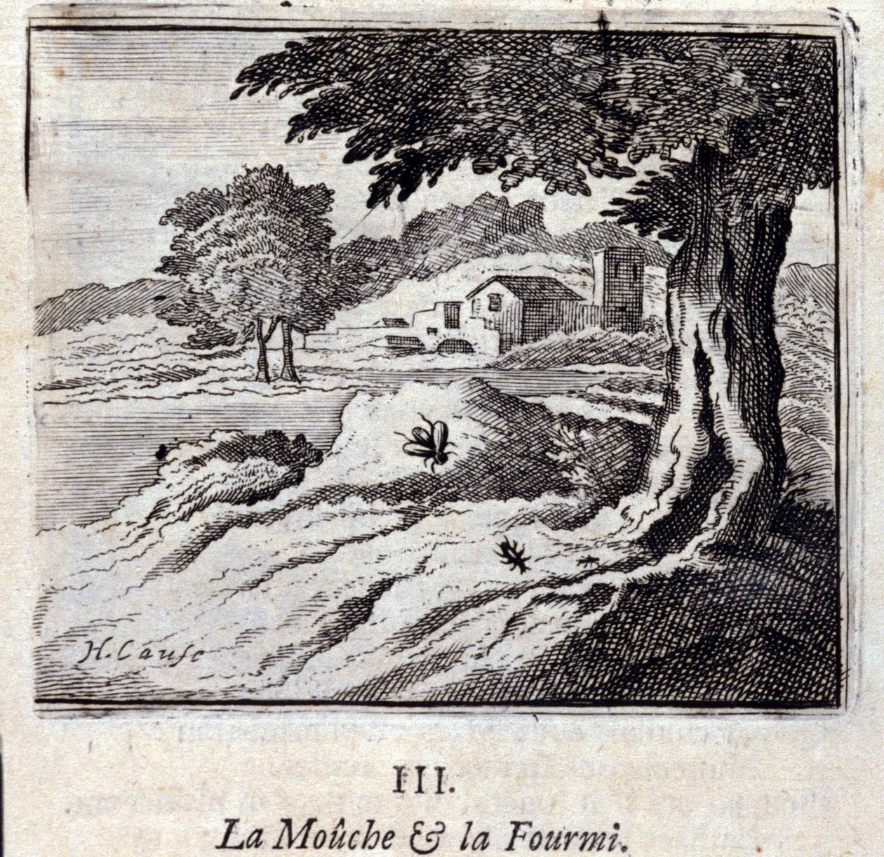 Jean de La Fontaine (1621-95) tarafından yazılan Sinek ve Karınca Masalları. François Chauveau