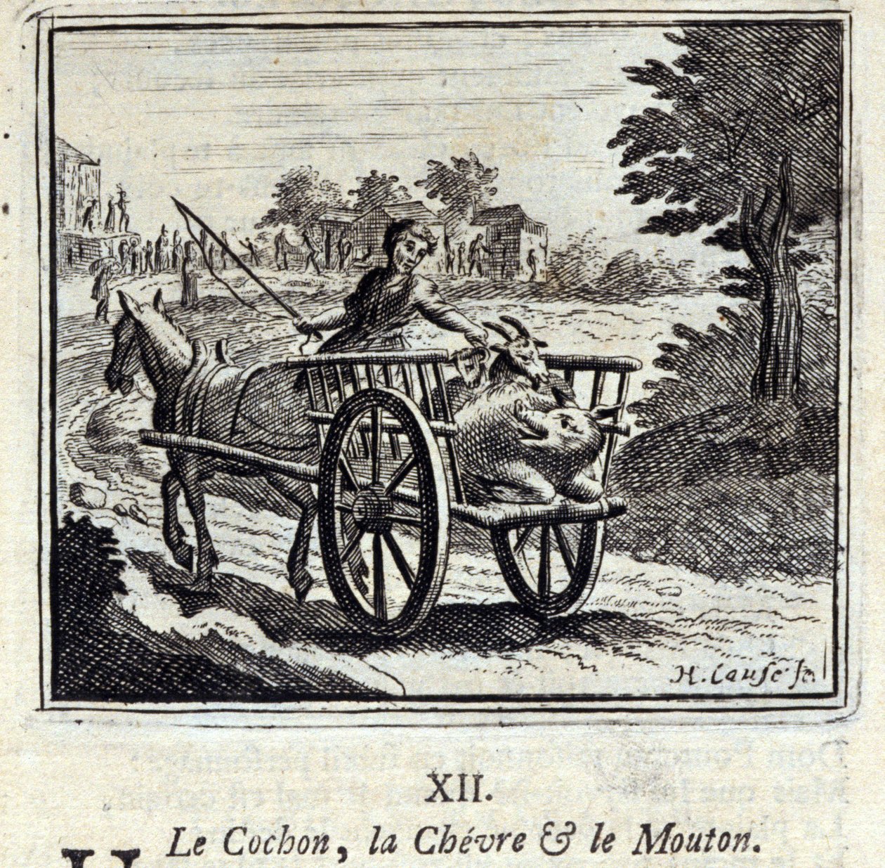 Jean de La Fontaine (1621-95) tarafından yazılan Keçi Domuz ve Mut. François Chauveau