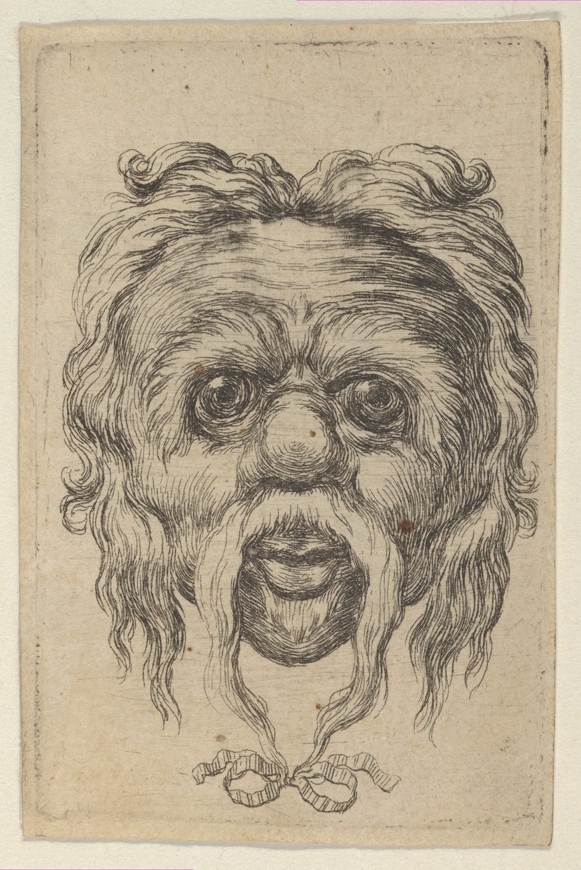 Çene Altında Kurdele ile Bağlanmış Uzun Bıyıklı Maske, Divers Masques, yaklaşık. 1635-45. by Francois Chauveau