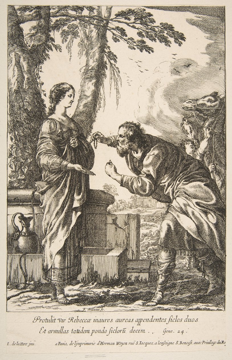 Rebecca ve Eliezer. by Francois Chauveau