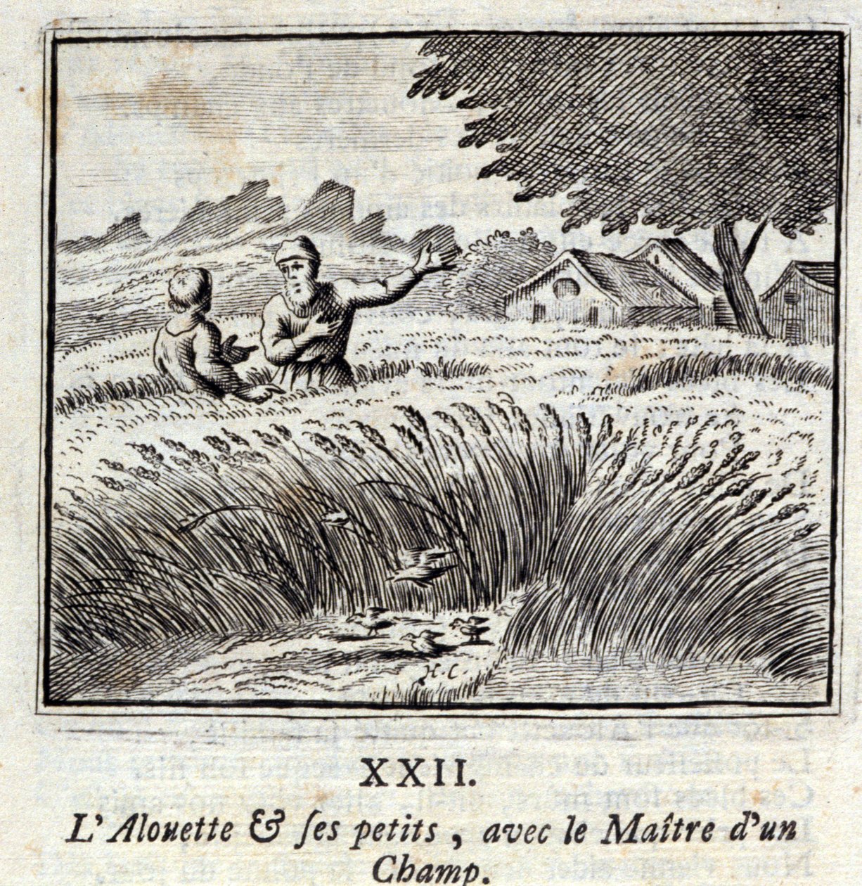 Alouette ve küçükleri, bir tarlanın efendisi ile. Jean de La Fontaine