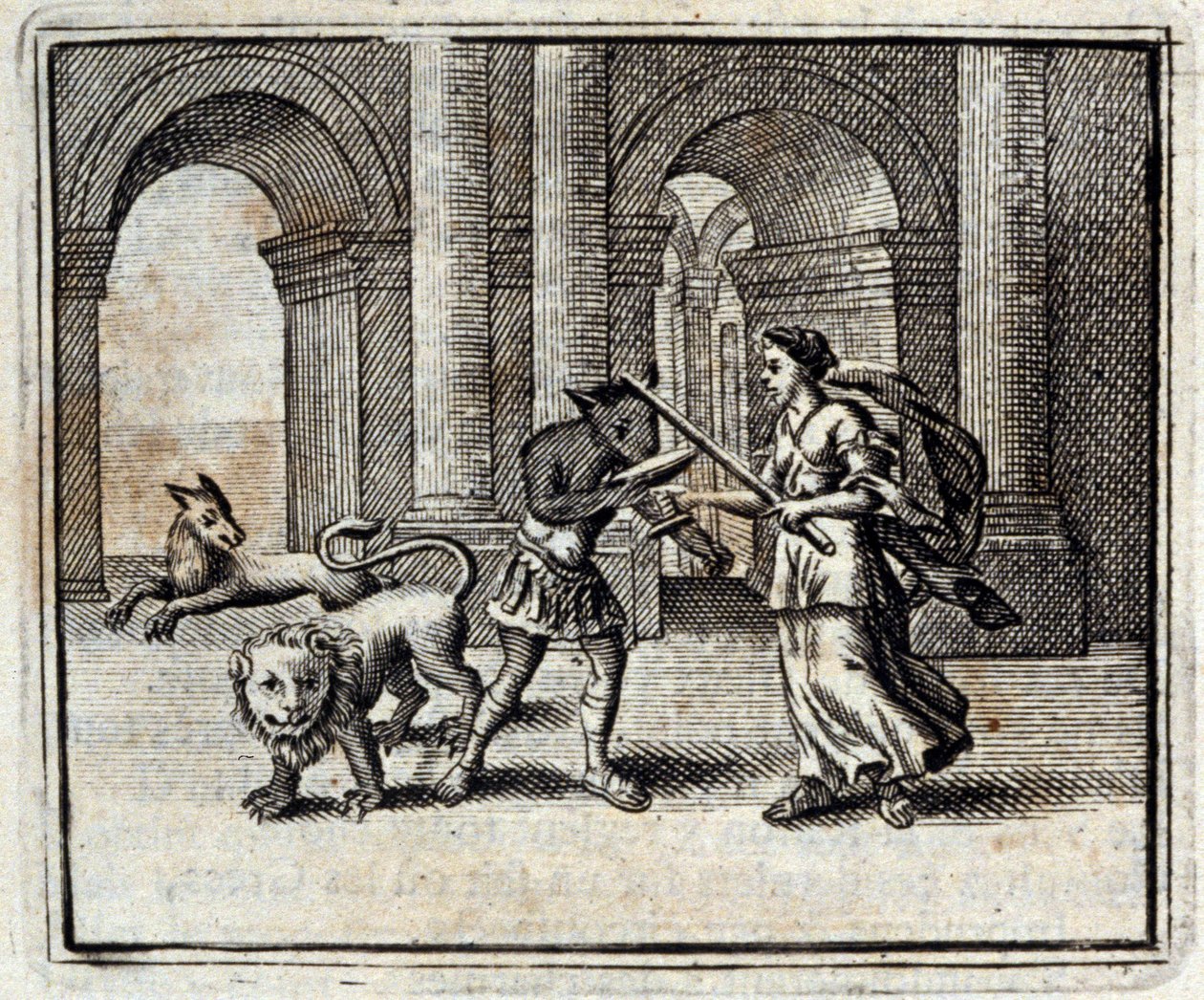 Umuhinzi wa Danube. Umugani na Jean de La Fontaine (1621-95). Ishusho ya François Chauveau (1613-1676). Igitabo cya 1728. by Francois Chauveau