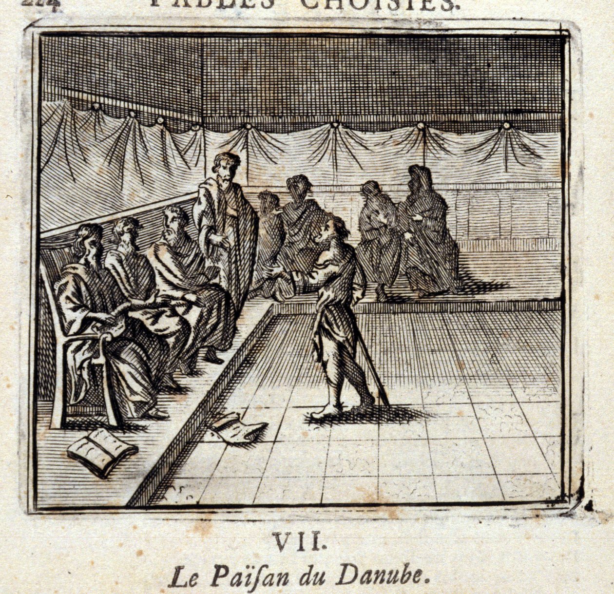 The Danube Peasant. Fables by Jean de La Fontaine (1621-95). Illustration by François Chauveau (1613-1676). Edition of 1728. by Francois Chauveau