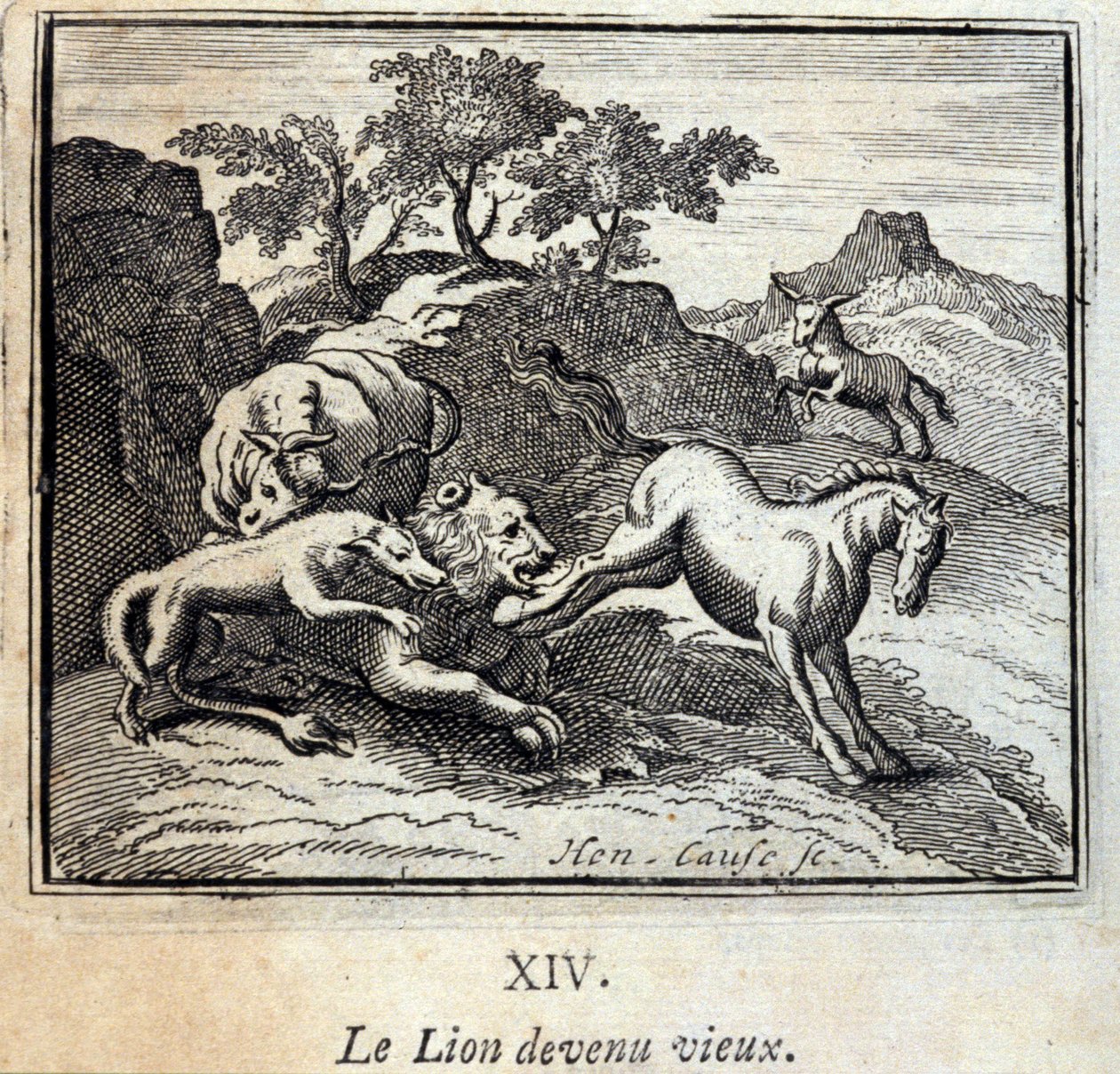 Aslan yaşlandı. Jean de La Fontaine