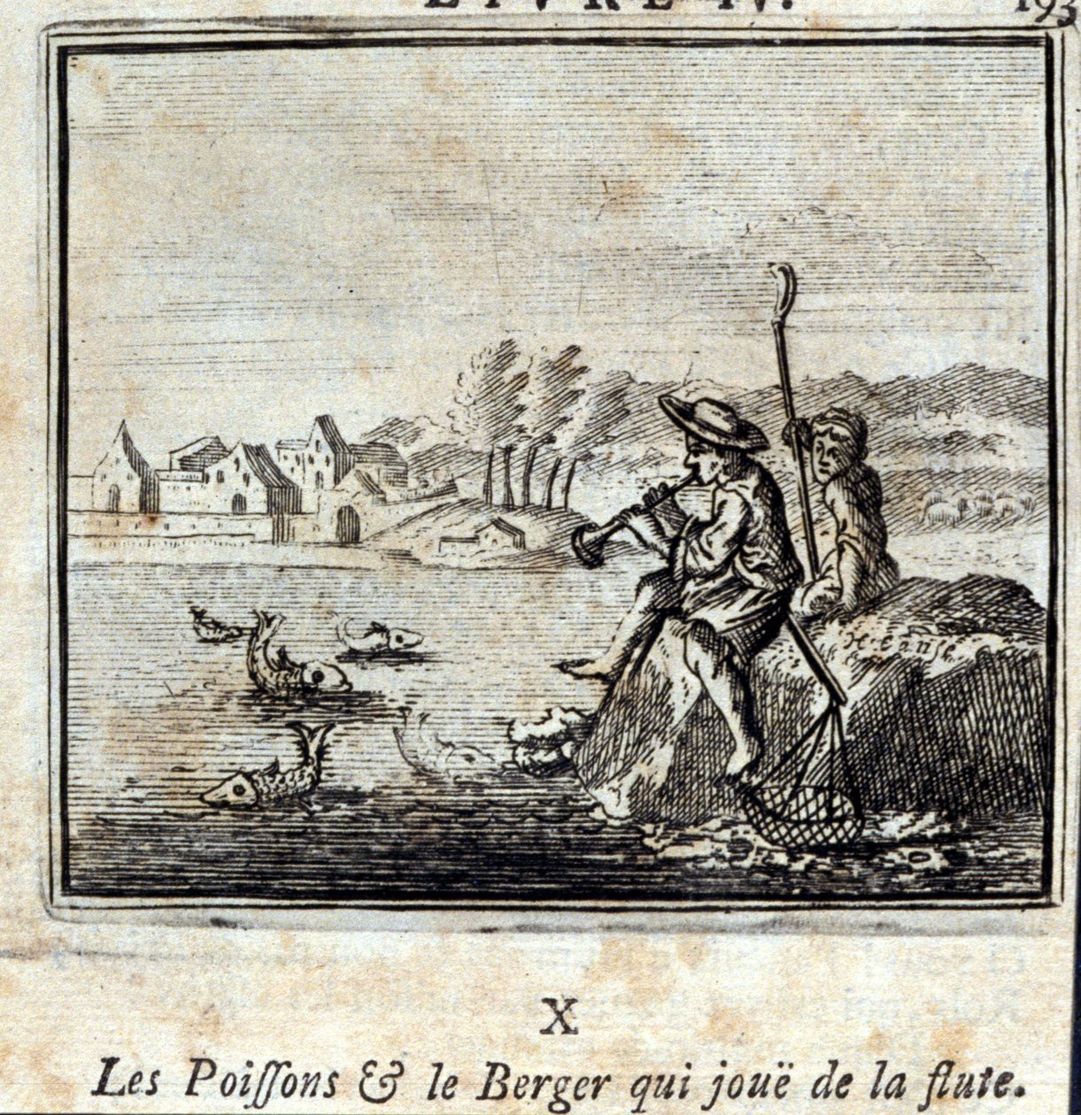 Balık ve çoban flüt çalıyor. Jean de La Fontaine