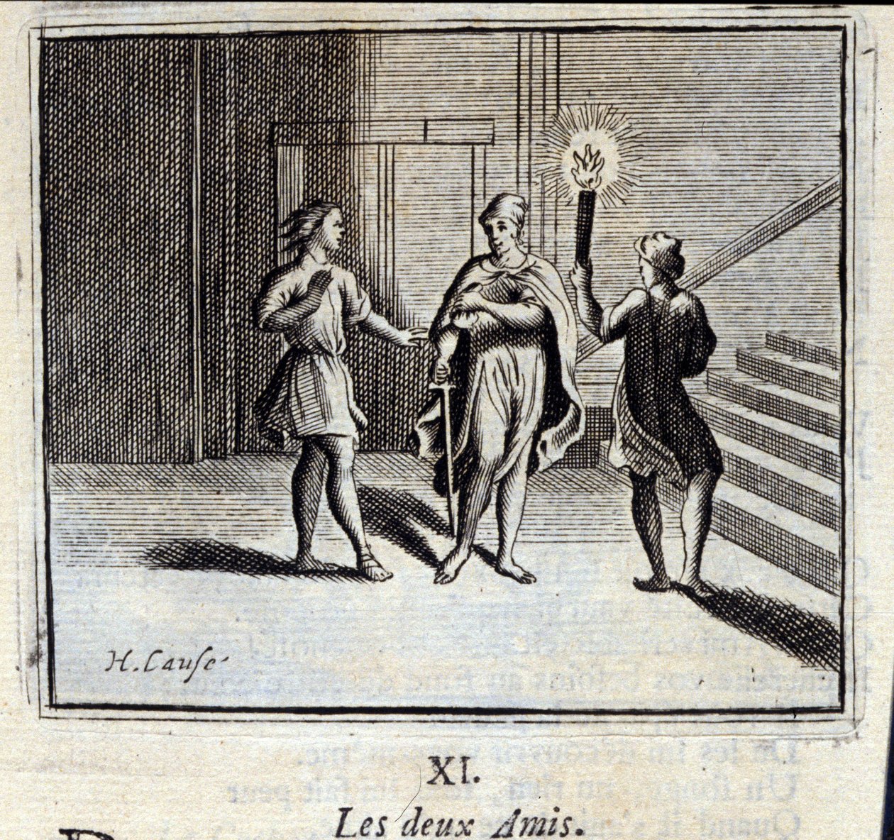 The two friends. Fables by Jean de La Fontaine (1621-95). Illustration by François Chauveau (1613-1676). Edition of 1728. by Francois Chauveau
