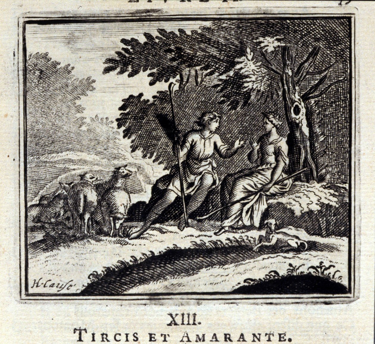 Tircis and Amaranth. Fables by Jean de La Fontaine (1621-95). Illustration by François Chauveau (1613-1676). Edition of 1728. by Francois Chauveau