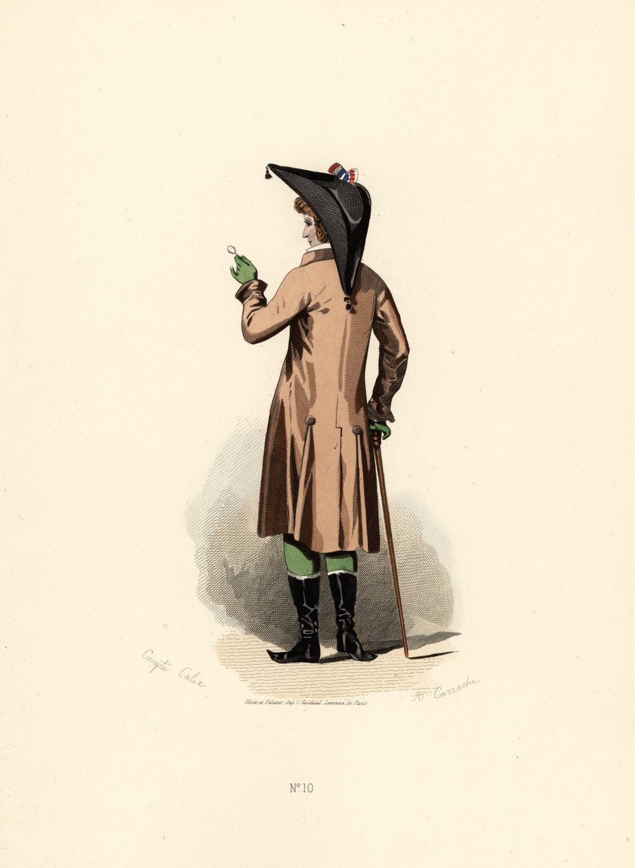 Tek gözlüklü fındık rengi ceketli adam. by Francois Claudius (after) Compte Calix
