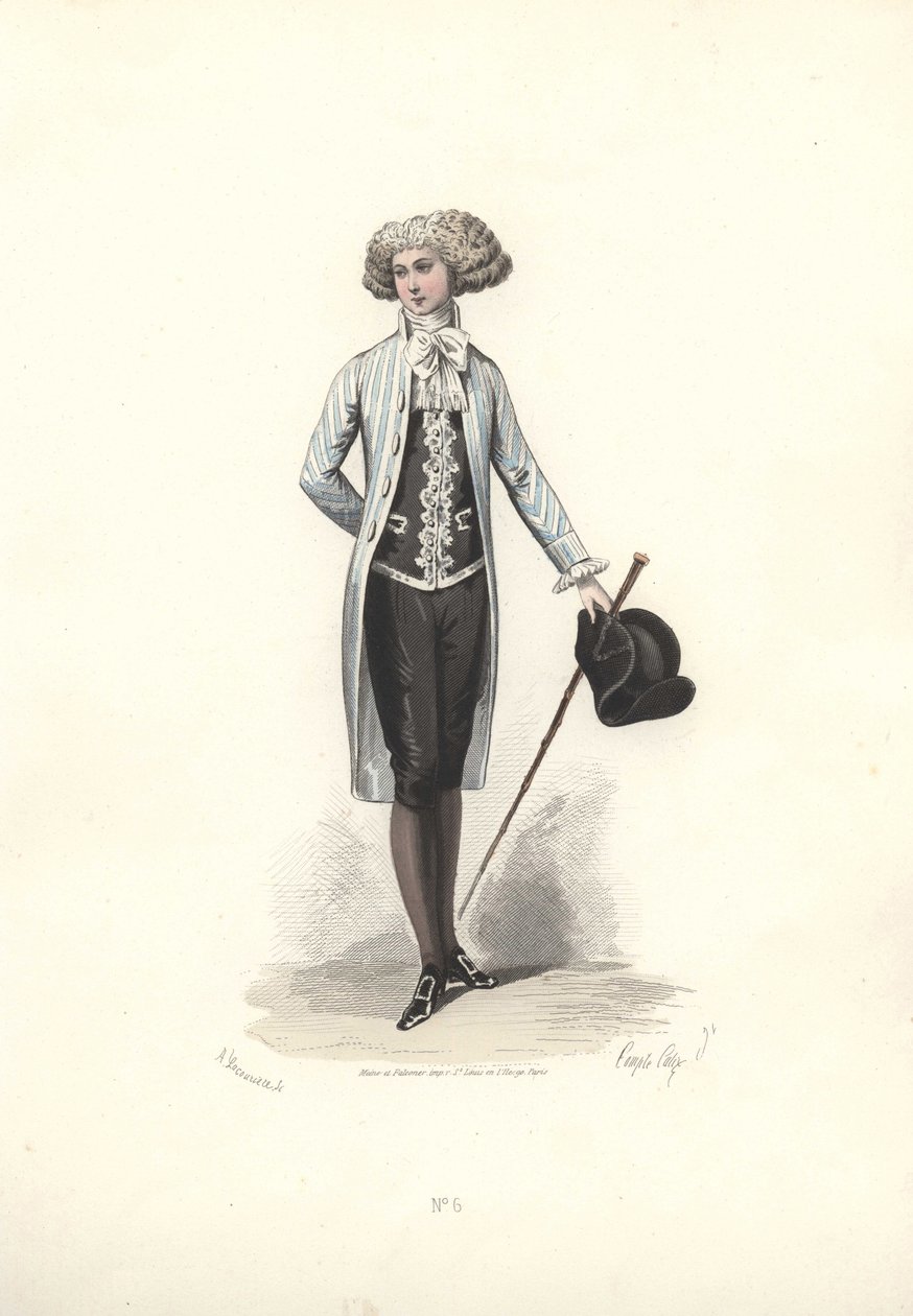 Çizgili paltolu zarif adam, Marie Antoinette dönemi. by Francois Claudius Compte Calix