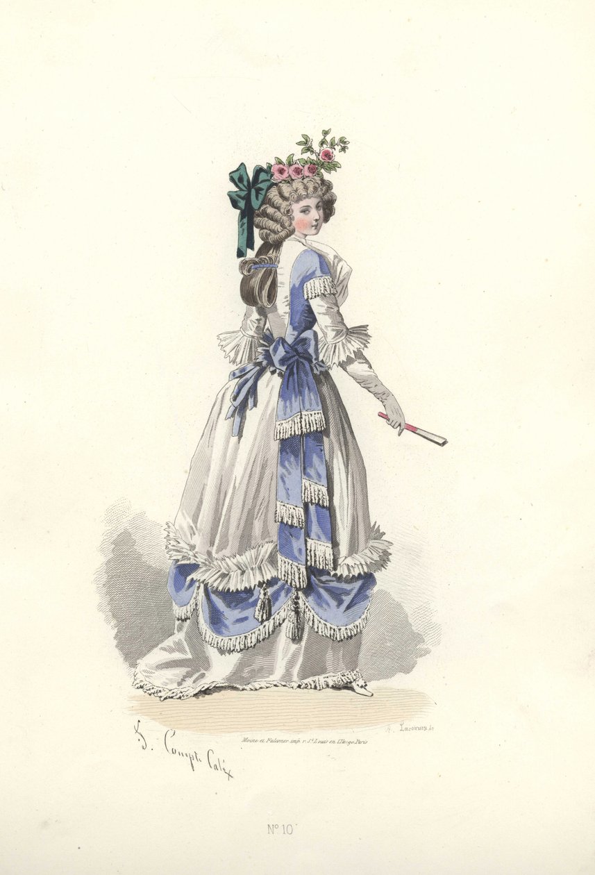 Kurdele fırfırlı elbiseli kadın, Marie Antoinette dönemi. by Francois Claudius Compte Calix