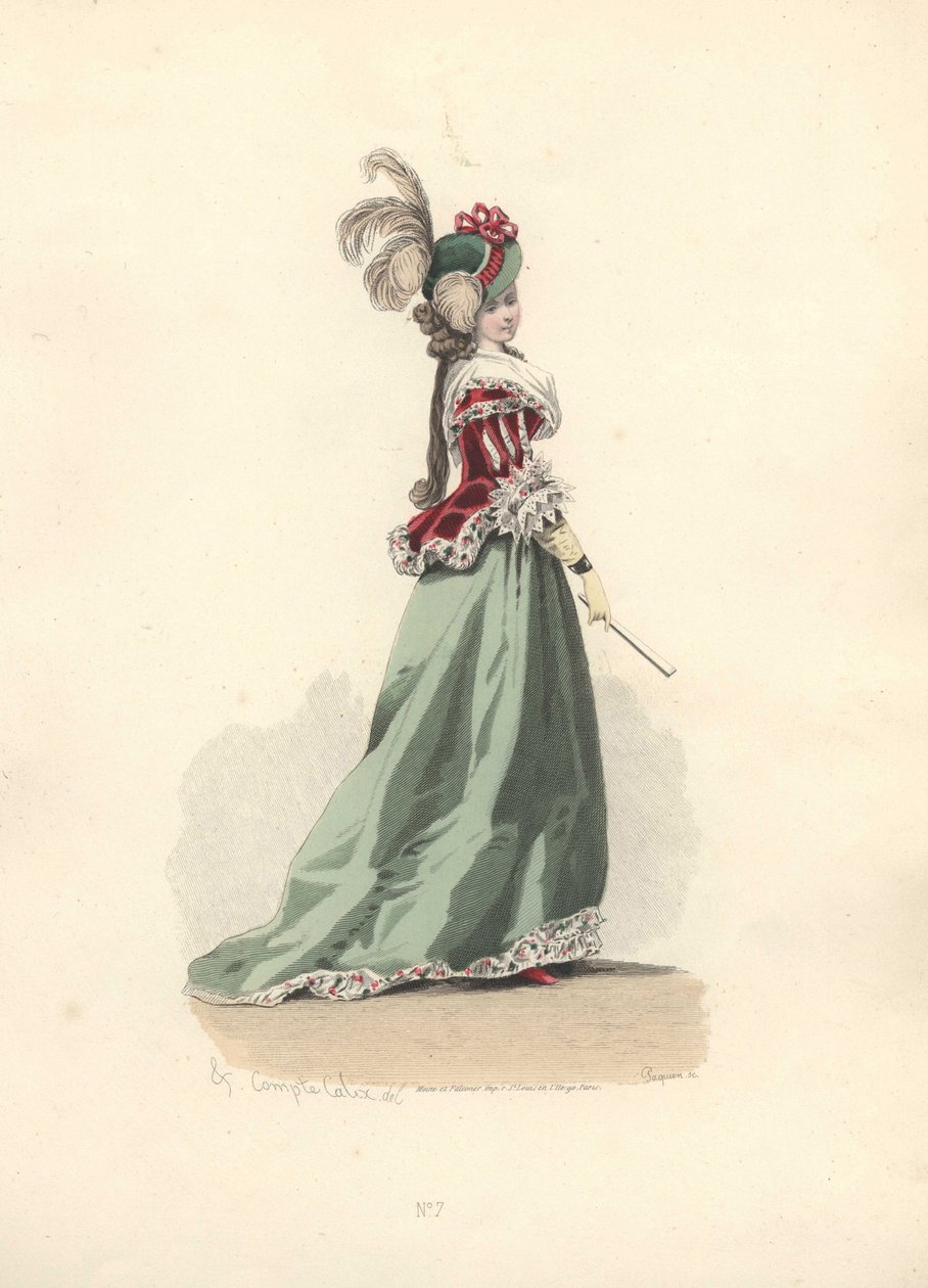 Ceketli ve etekli kadın, Marie Antoinette dönemi. by Francois Claudius Compte Calix