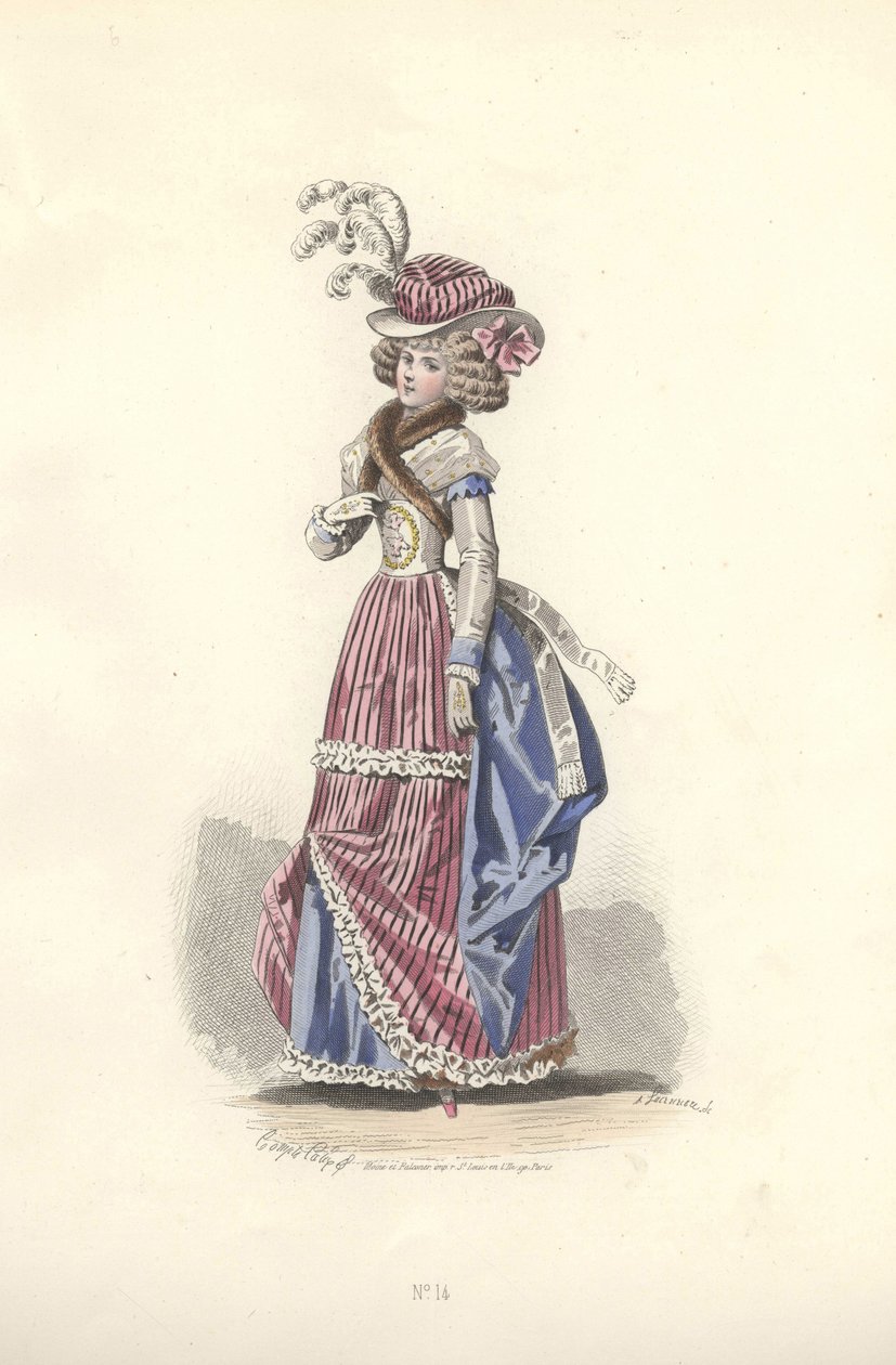 Üç renkli kıyafetli kadın, Marie Antoinette dönemi. by Francois Claudius Compte Calix