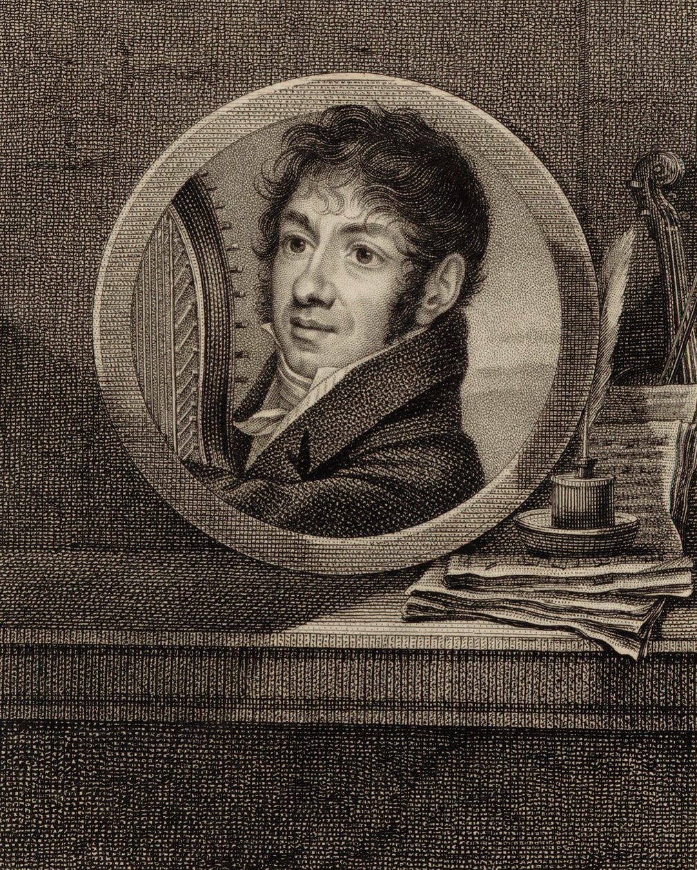 Arpçı ve besteci Jean-Aimé Vernier'in portresi 1769-1840, c. 1800. by Francois Dumont