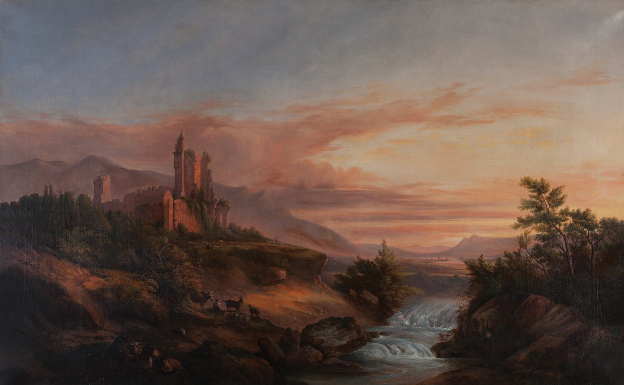 Alpler'de bir vadide bir kalenin kalıntıları (Beauvoir-en-Royans) c.1830 (Tuval üzerine yağlı boya) by Francois Edme Ricois
