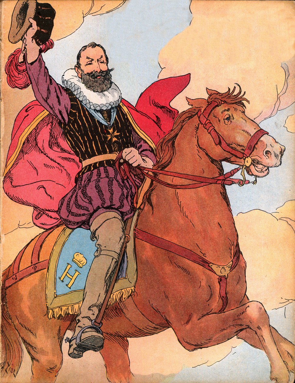 Kral Henry IV (1553-1610) (Fransa Kralı Henri IV) François Edouard Zier (1856-1924) tarafından “Görkemlerimiz-ulusallarımız” içinde illüstrasyon” 1920 by Francois Edouard Zier