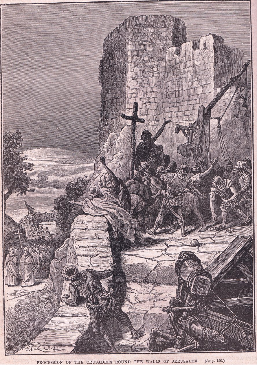 Kudüs surlarını çevreleyen haçlı alayı MS 1097 by Francois Edouard Zier
