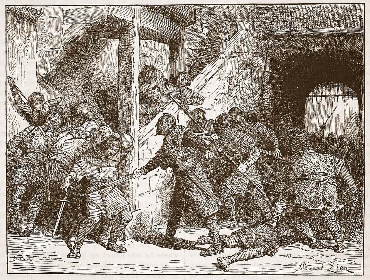 Dover'daki isyan, 'Cassell'in Illustrated History of England'ından bir çizim (sepya fotoğrafı) by Francois Edouard Zier