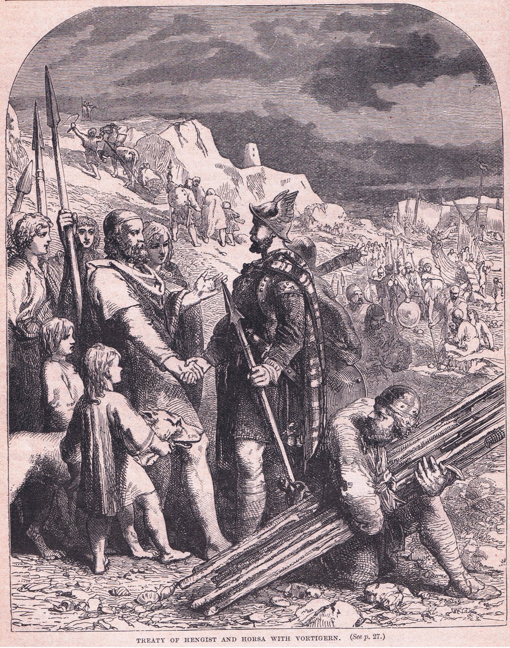 Vortigern AD 600 ile Hengist ve Horsa Antlaşması by Francois Edouard Zier