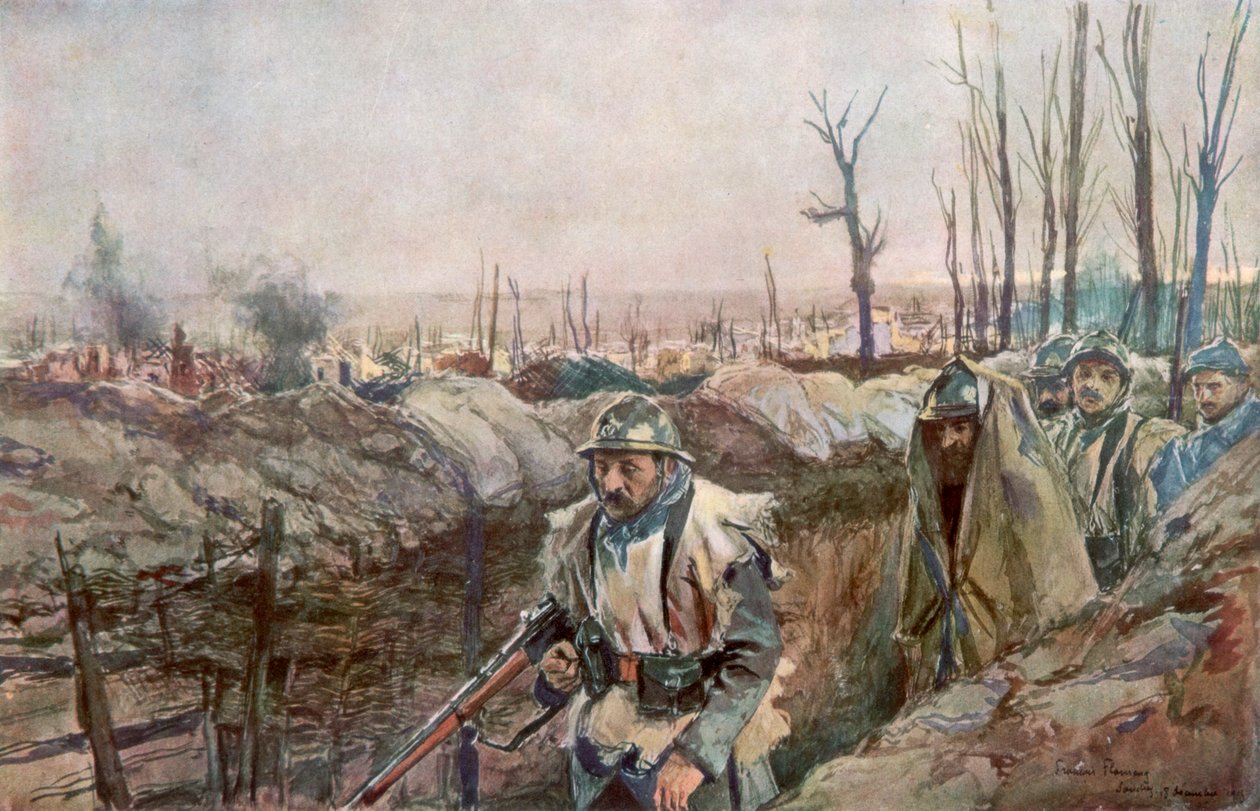 Souchez Köyünde Bir Fransız Siperi, Artois, Fransa, 18 Aralık 1915, 1926. by Francois Flameng
