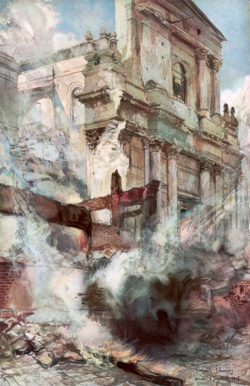 Arras Katedrali Yanıyor, Fransa, 6 Temmuz 1915, 1926. by Francois Flameng