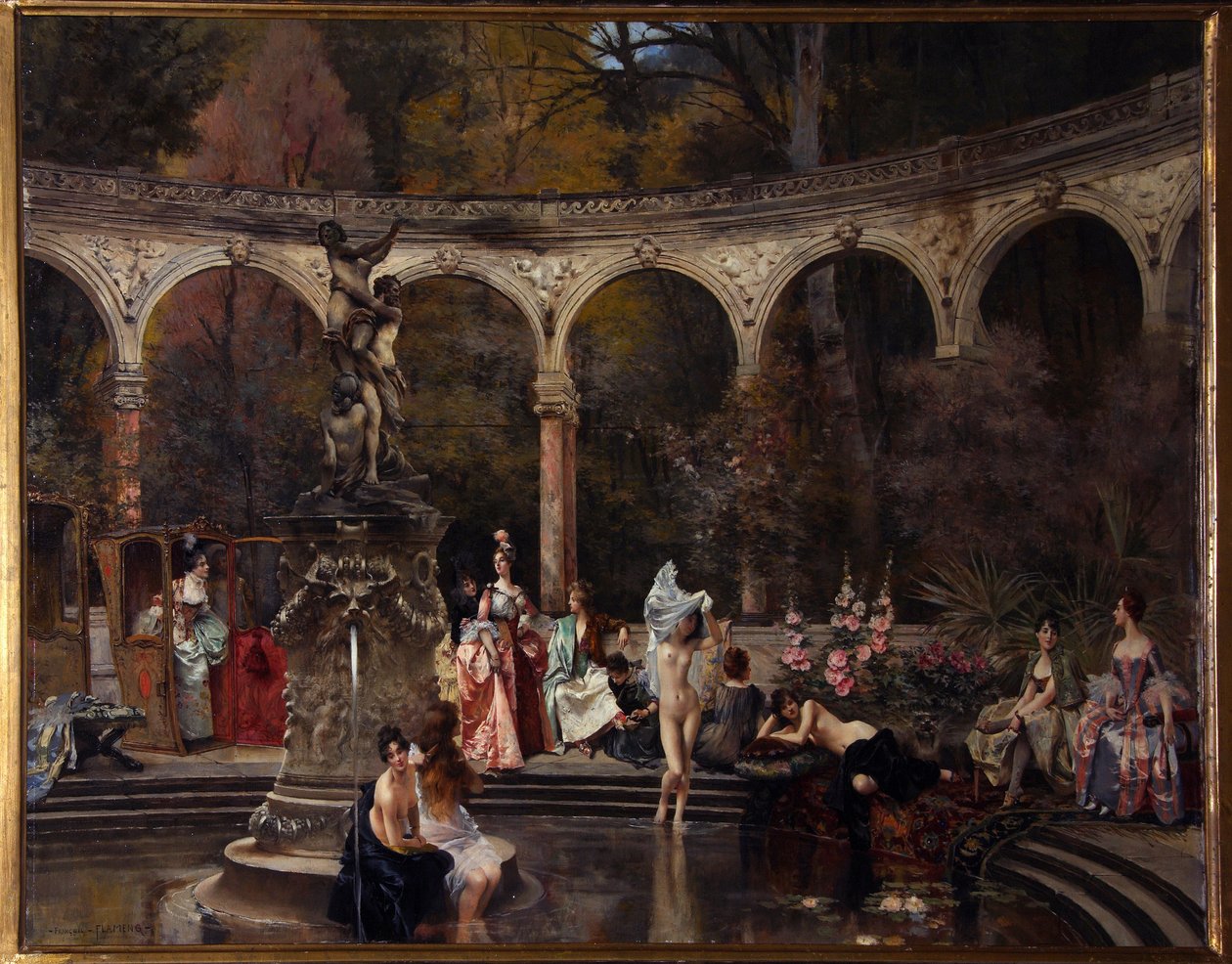 18. yüzyılda fahişeler banyosu - Francois Flameng (1856-1923), tuval üzerine yağlı boya by Francois Flameng