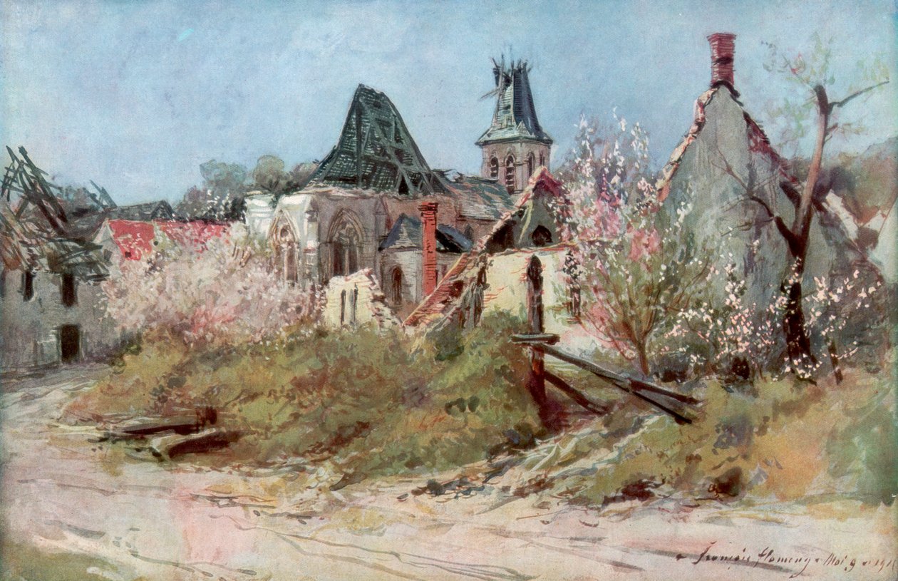 Craonnelle köyünde, 9 Mayıs 1917, 1917, 1926. by Francois Flameng