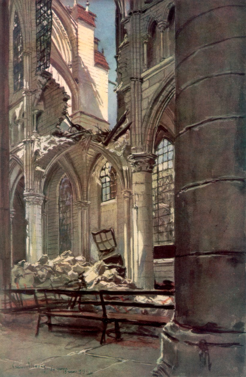 Saint Jean des Vignes Manastırı Harabelerinin İçi, Soissons, Fransa, 18 Mayıs 1915, 1926. by Francois Flameng