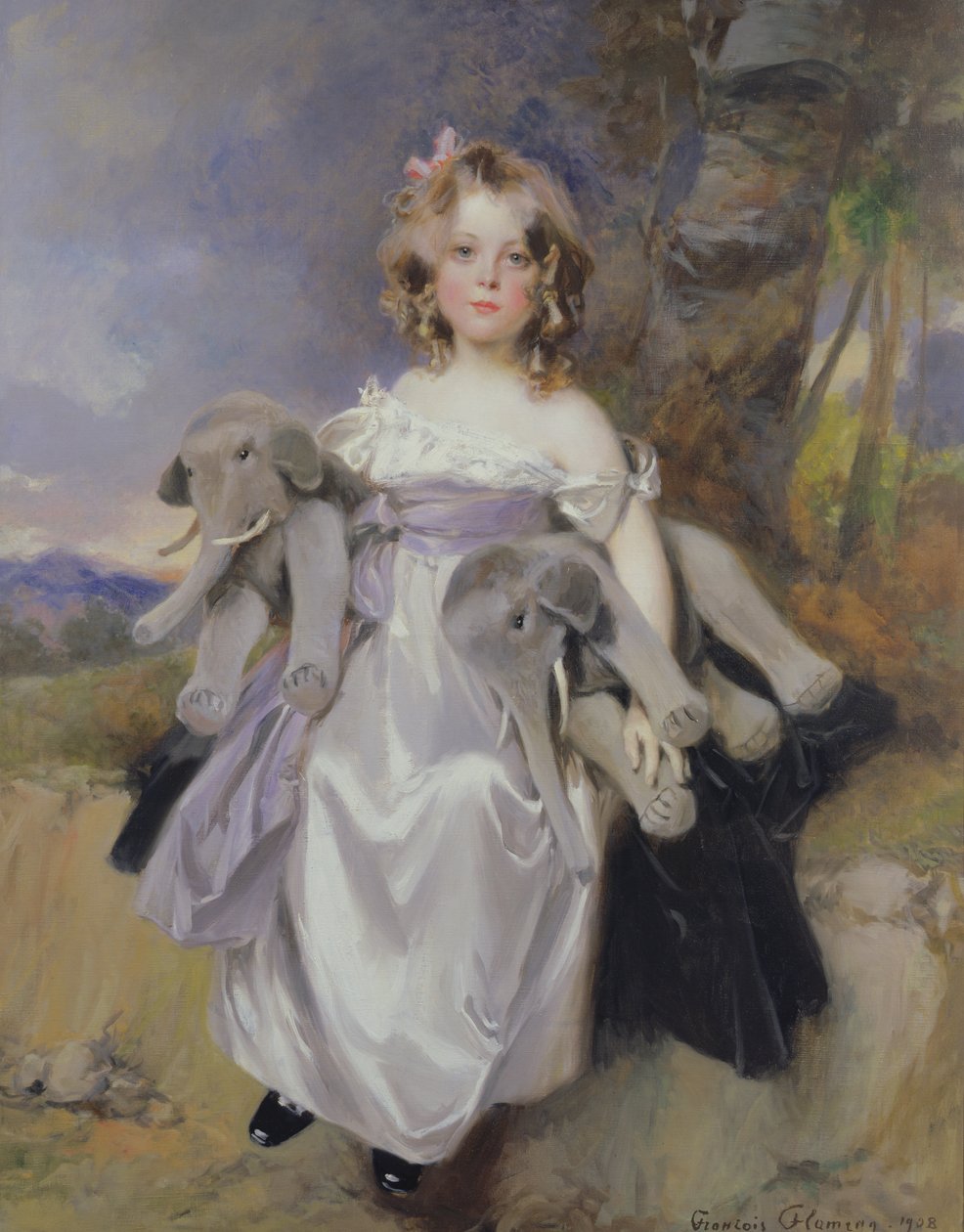 Oyuncak fillerle bir kızın portresi, 1908 by Francois Flameng