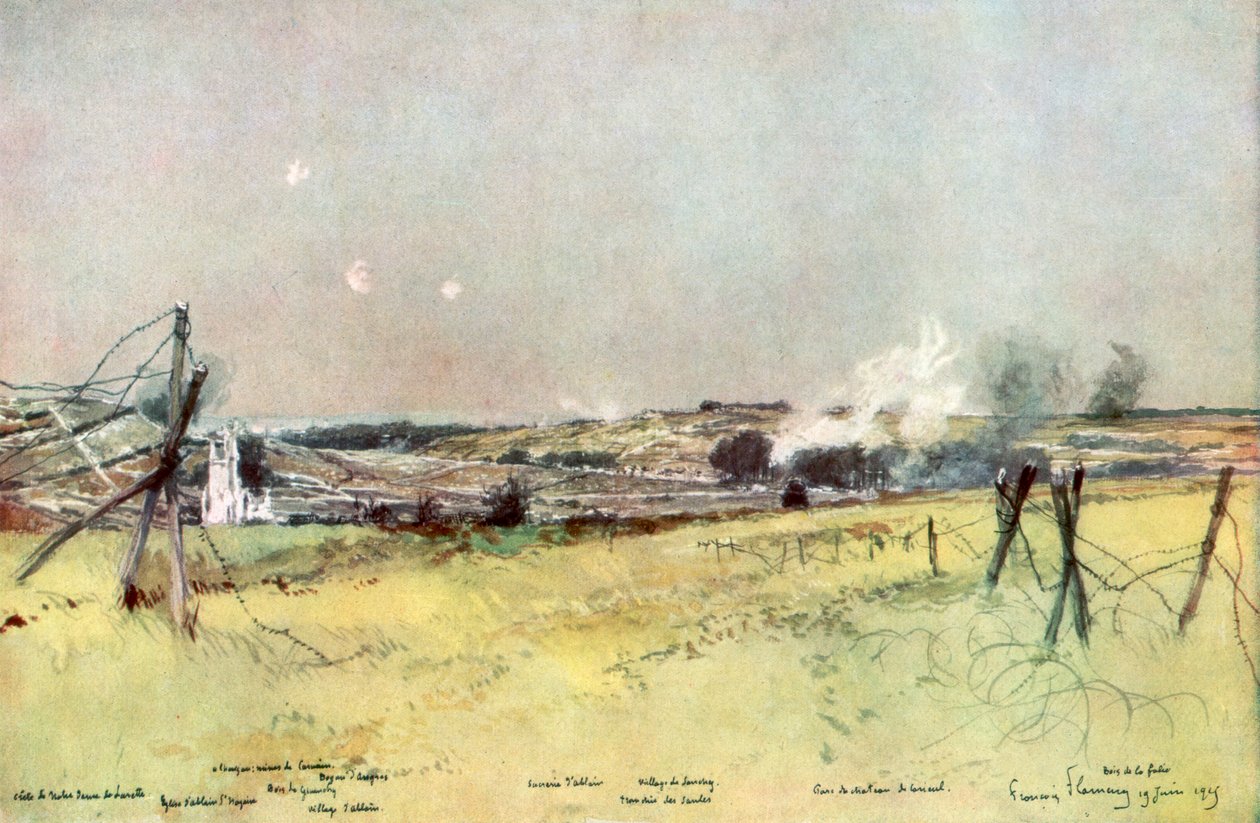 Ablain ve Souchez Kilisesi, Artois, Fransa, 19 Haziran 1915, 1926. by Francois Flameng