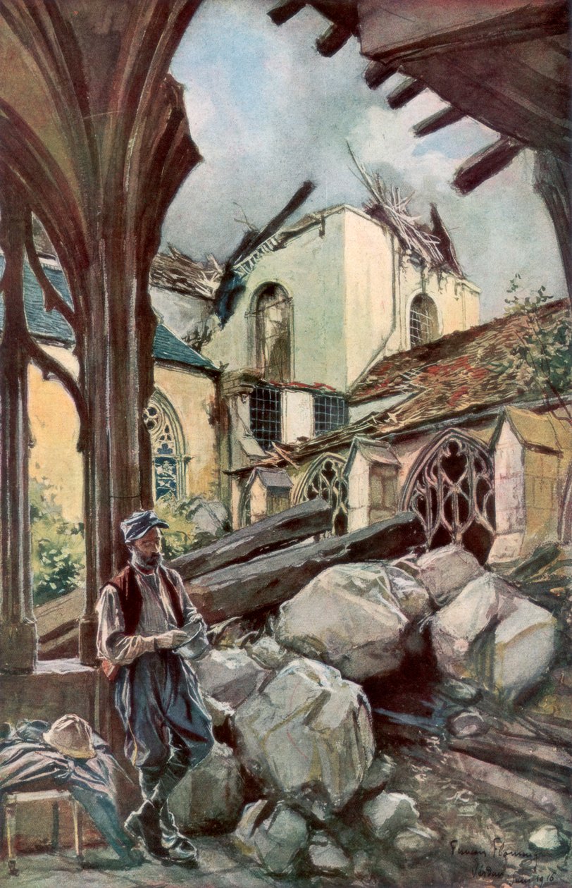 Verdun Manastırı ve Katedrali, Fransa, Haziran 1916, 1926. by Francois Flameng