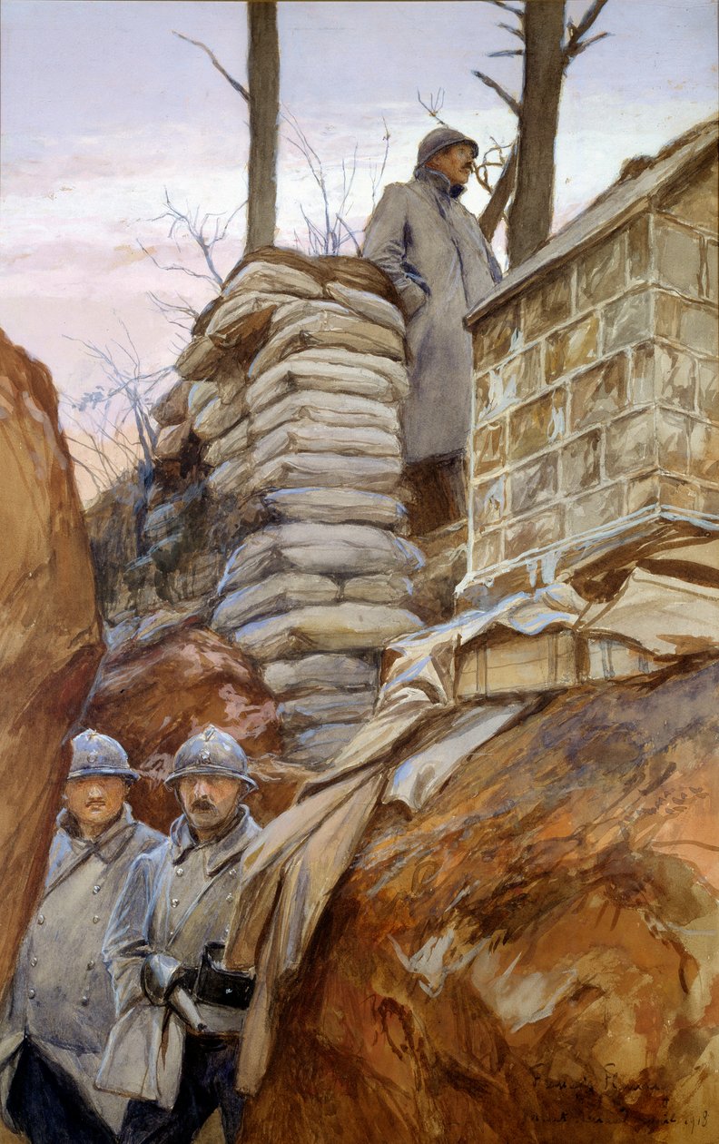 Mont Renault gözetleme noktası (Nisan 1918). Francois Flameng